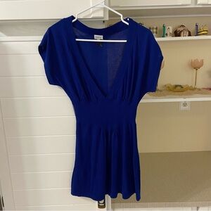 Royal Blue Babydoll Top with Deep V-Neck